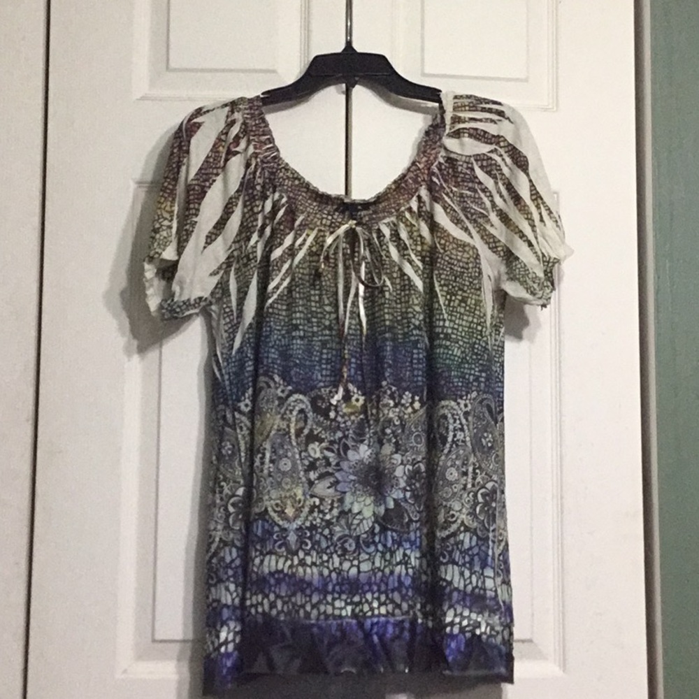 Multicolored off the shoulder top